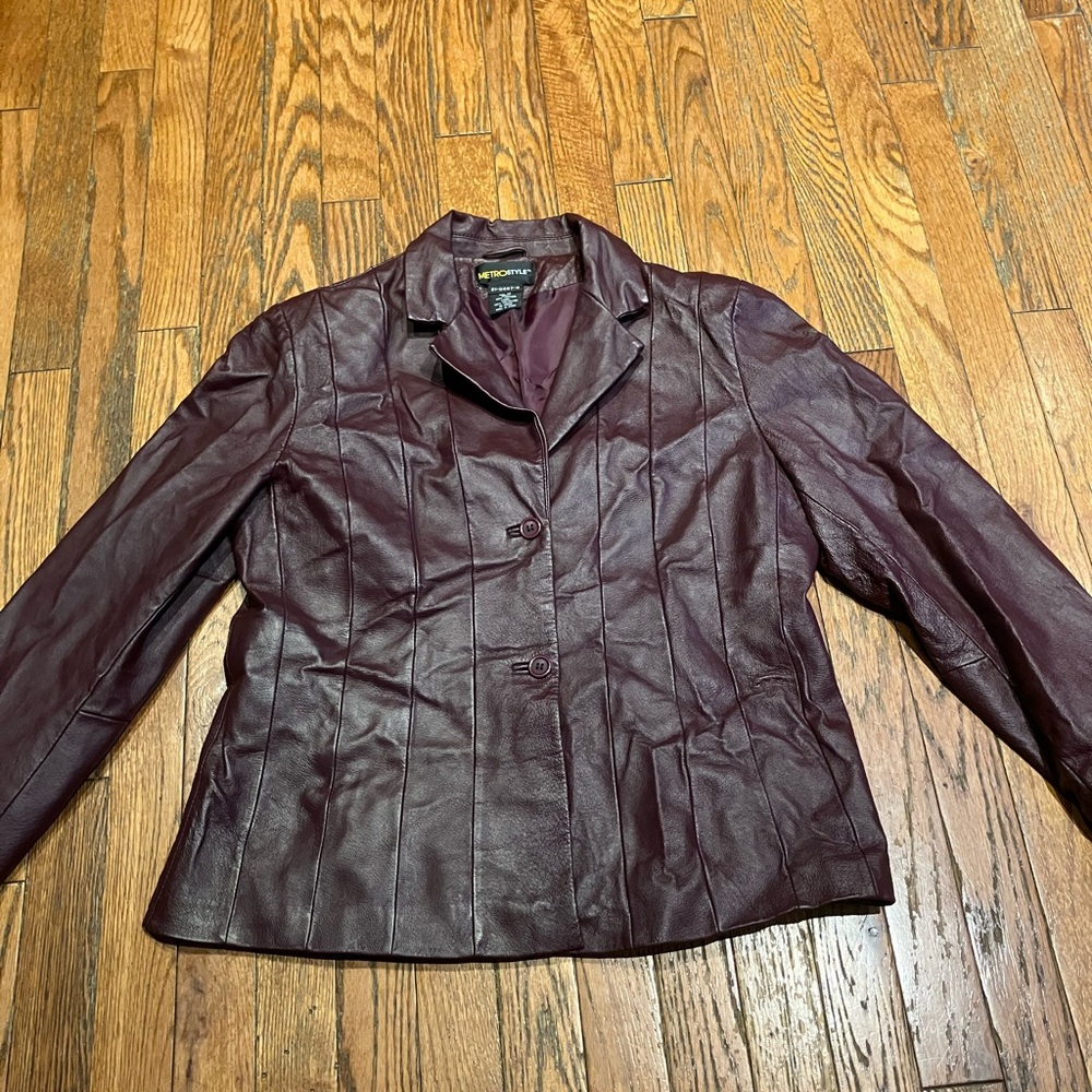 Metro Style Purple Leather Jacket